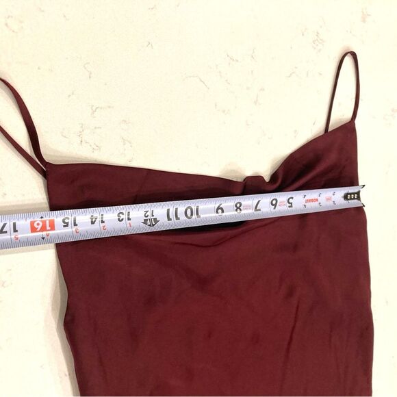 RESET by Jane Florence Satin Burgundy Cowl Neck Cami Slip Dress Size Large - Picture 16 of 16
